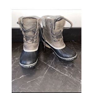 Sorel Slimpack I| ~ Gray Leather Lace Up Winter /Rain Boots Wo's Size 6.5